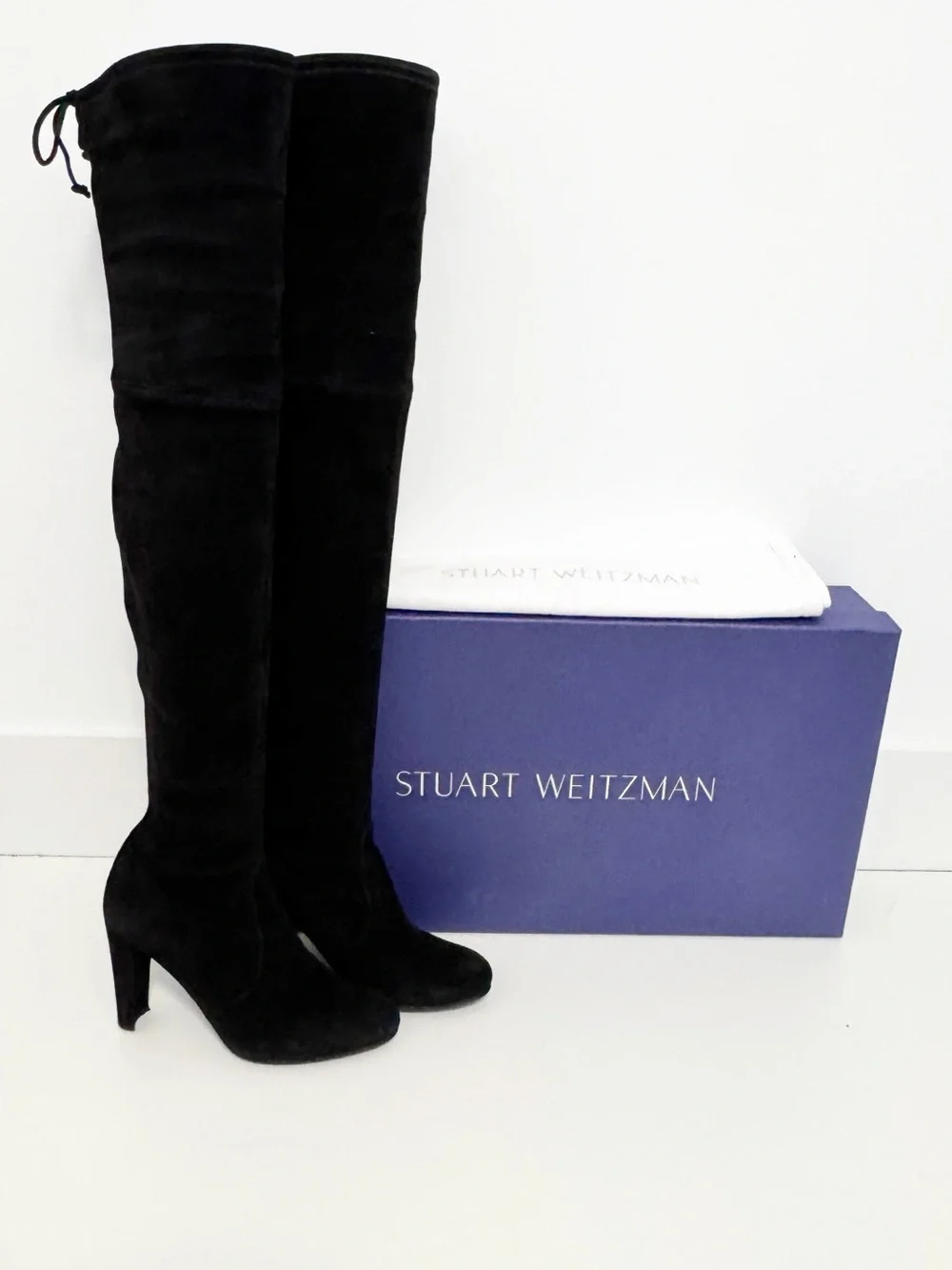 STUART WEITZMAN Highland suede over-the-knee boots Black Size 8.5